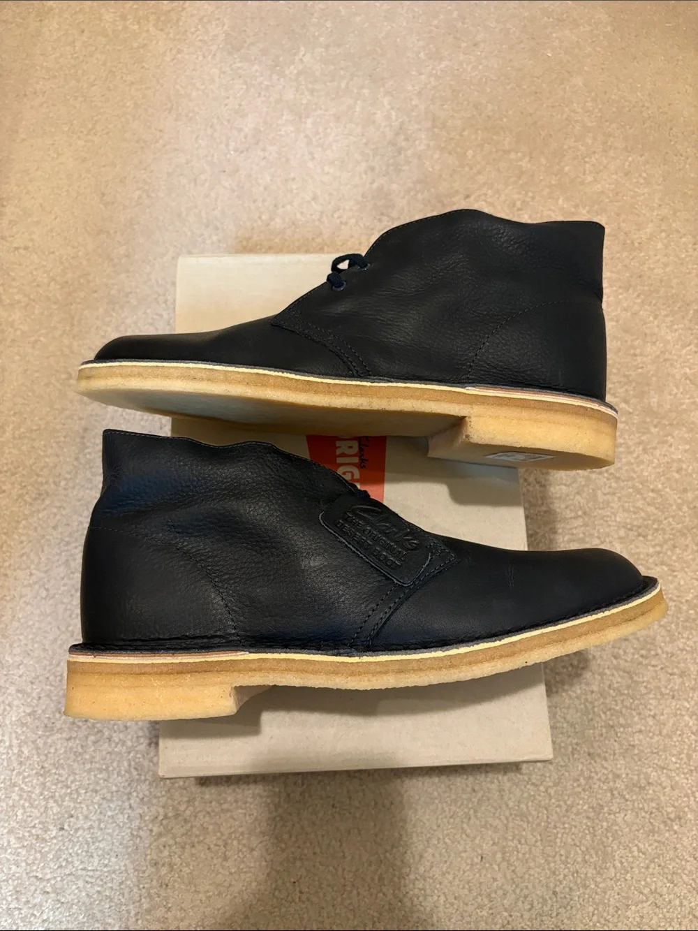 Clarks Originals Desert Boot Navy Leather Men's Chukka Boots with Crepe Sole